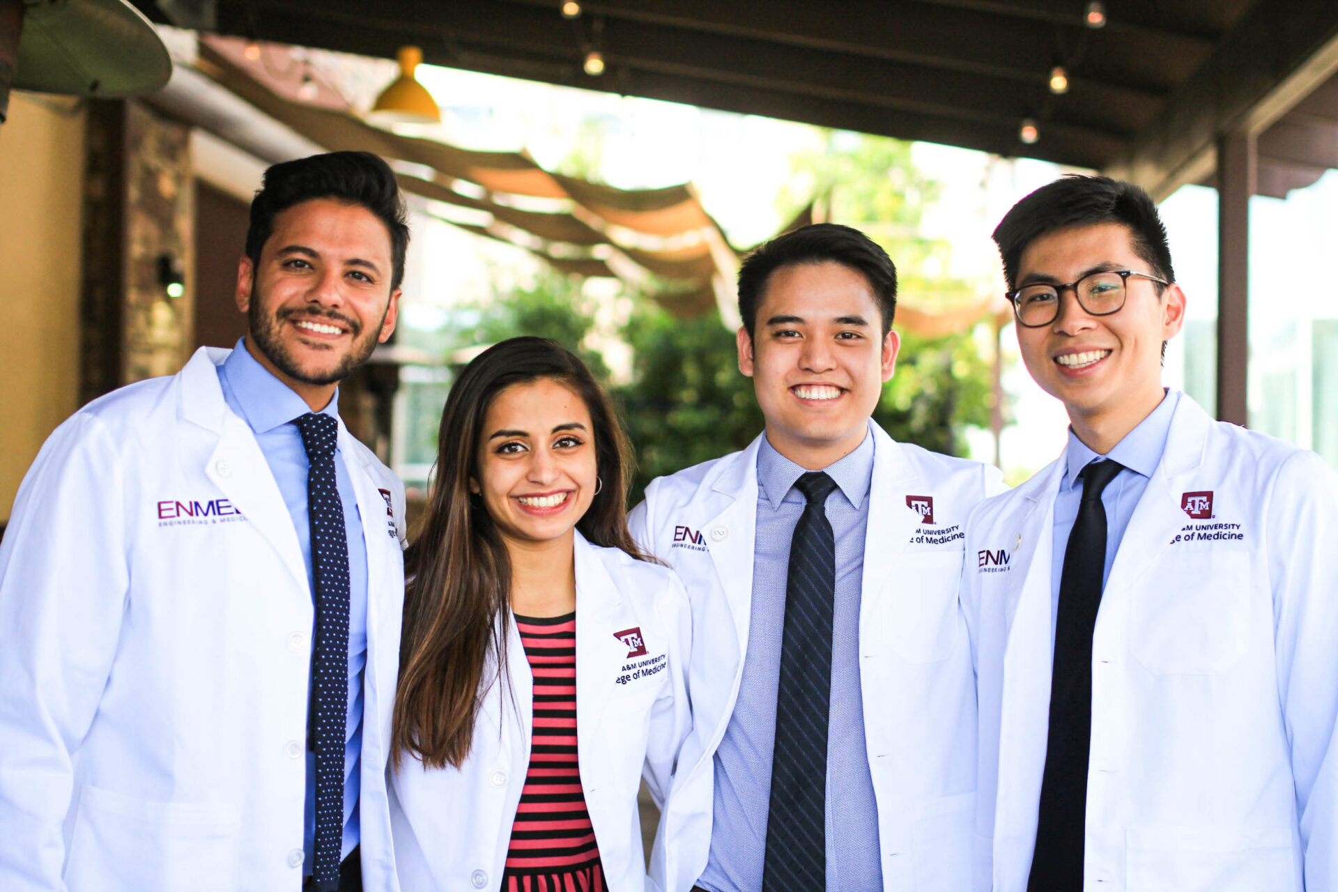 Prior to Zhi's own decision to apply to the program, she took this photo of students from EnMed’s inaugural class while she was a guest at the Texas A&M College of Medicine’s 2019 white coat ceremony.