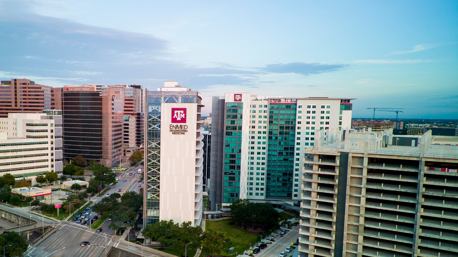 Skyline of the Texas Medical Center with EnMed as the focus.